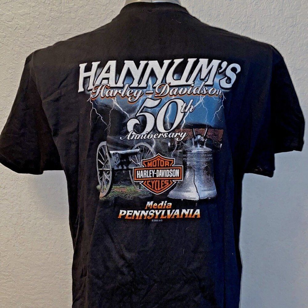 NWOT 2005 HARLEY DAVIDSON T-SHIRT Hannum's Media PA 50th Anniversary Sz XL Black